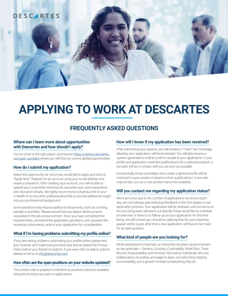 Applying to work at Descartes 1